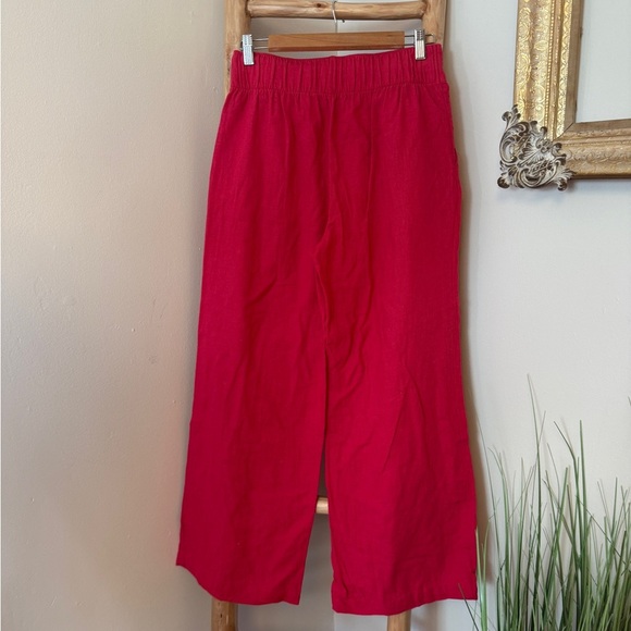 Abercrombie & Fitch A&F Linen Blend Pants Ultra High Rise Wide Leg Pink Sz Small - Picture 2 of 8